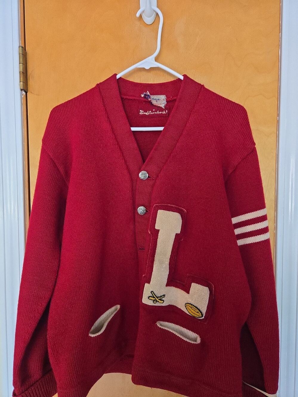 Vintage Dehen 100% Wool Varsity Letterman Sweater Cardigan - MADE IN USA!